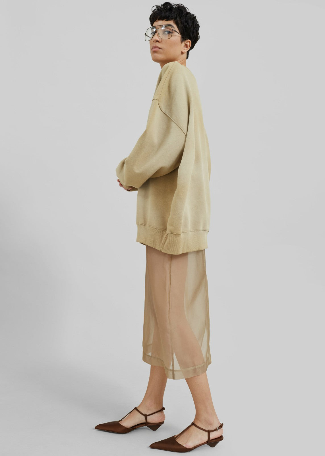Peri Sheer Midi Skirt Desert Sand - Women