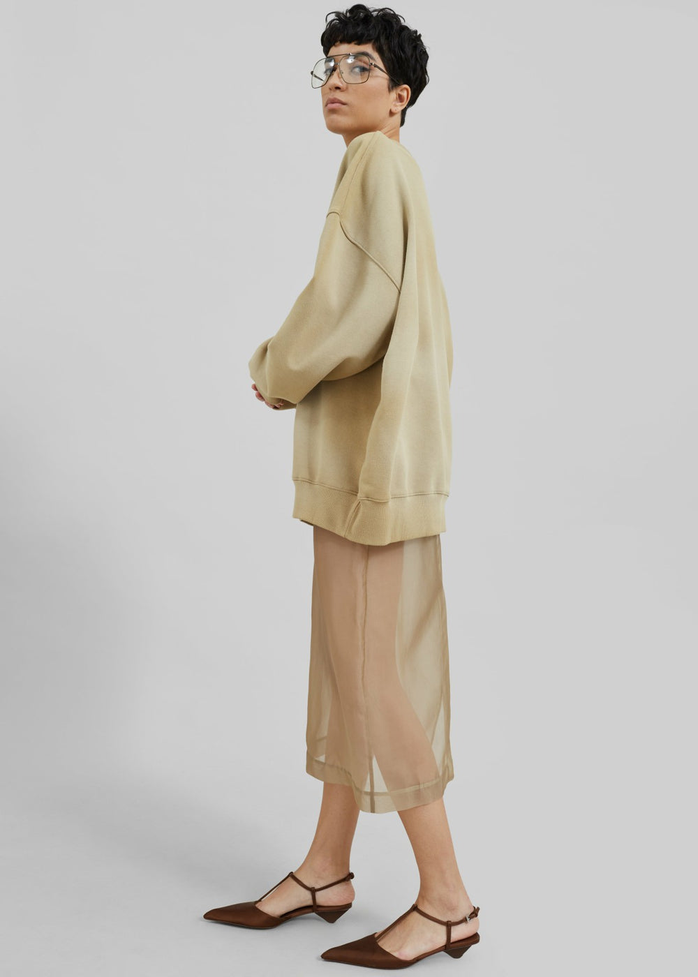 Peri Sheer Midi Skirt Desert Sand - Women