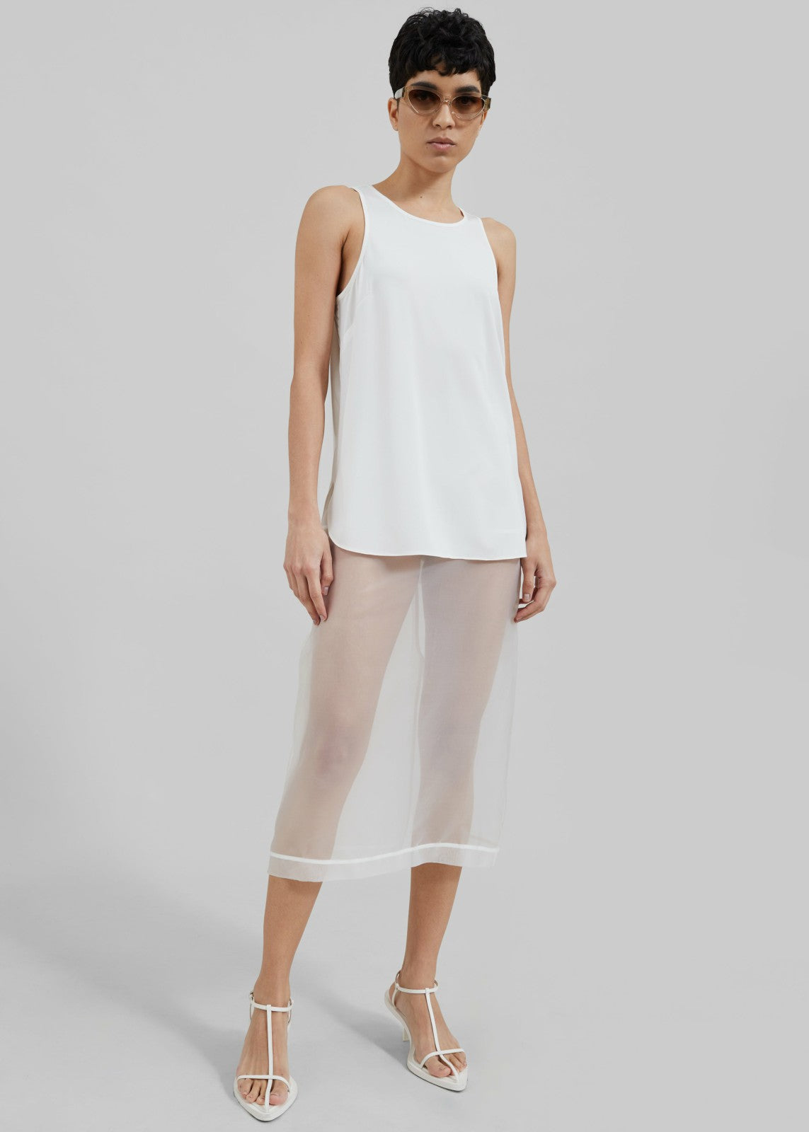 Peri Sheer Midi Skirt White - Women
