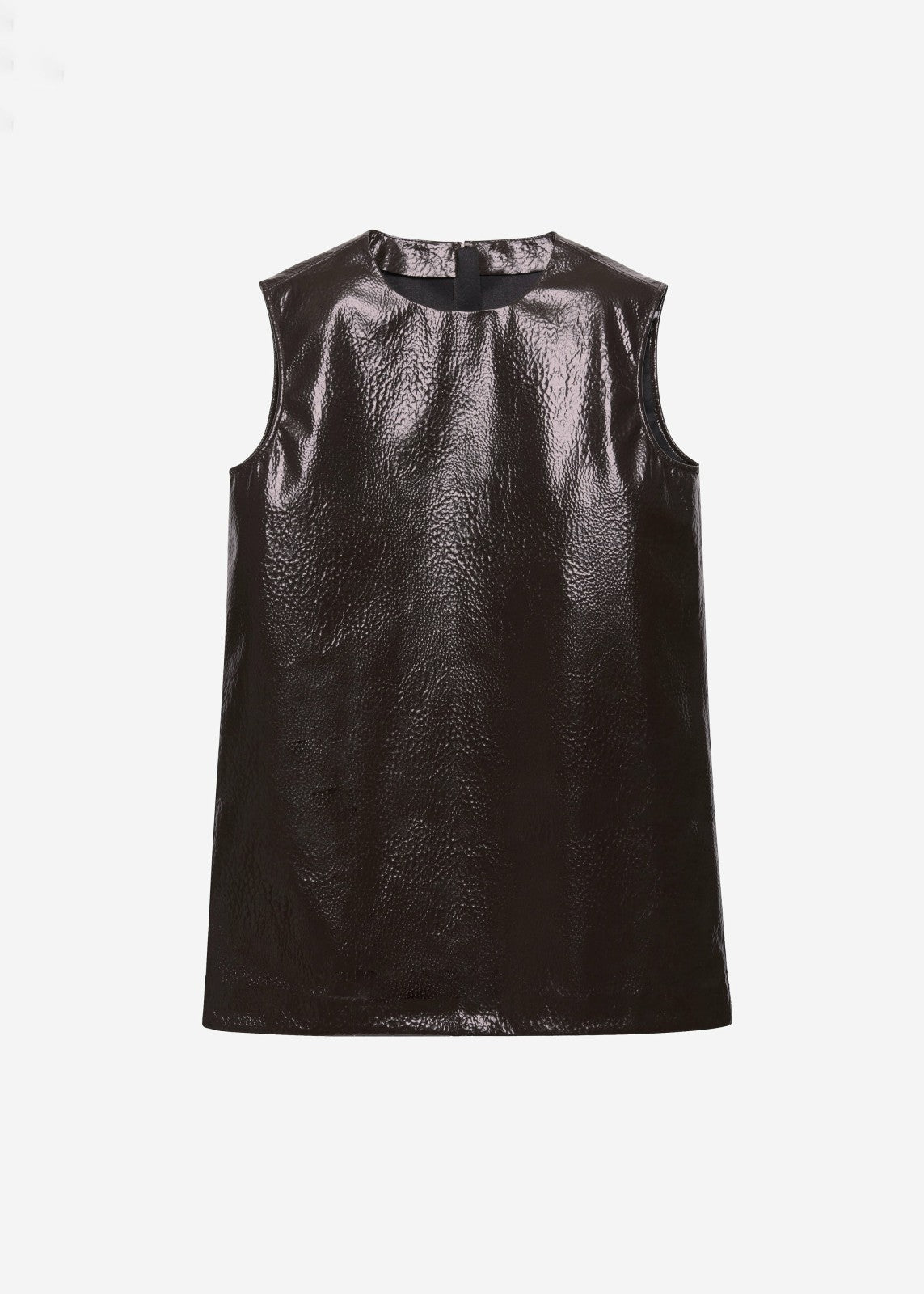 Amaris Crackled Faux Leather Tank Top Brown - Women