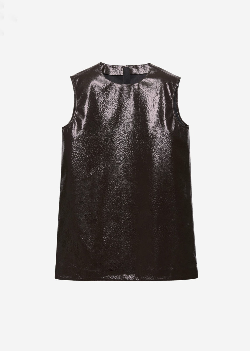 Amaris Crackled Faux Leather Tank Top Brown - Women
