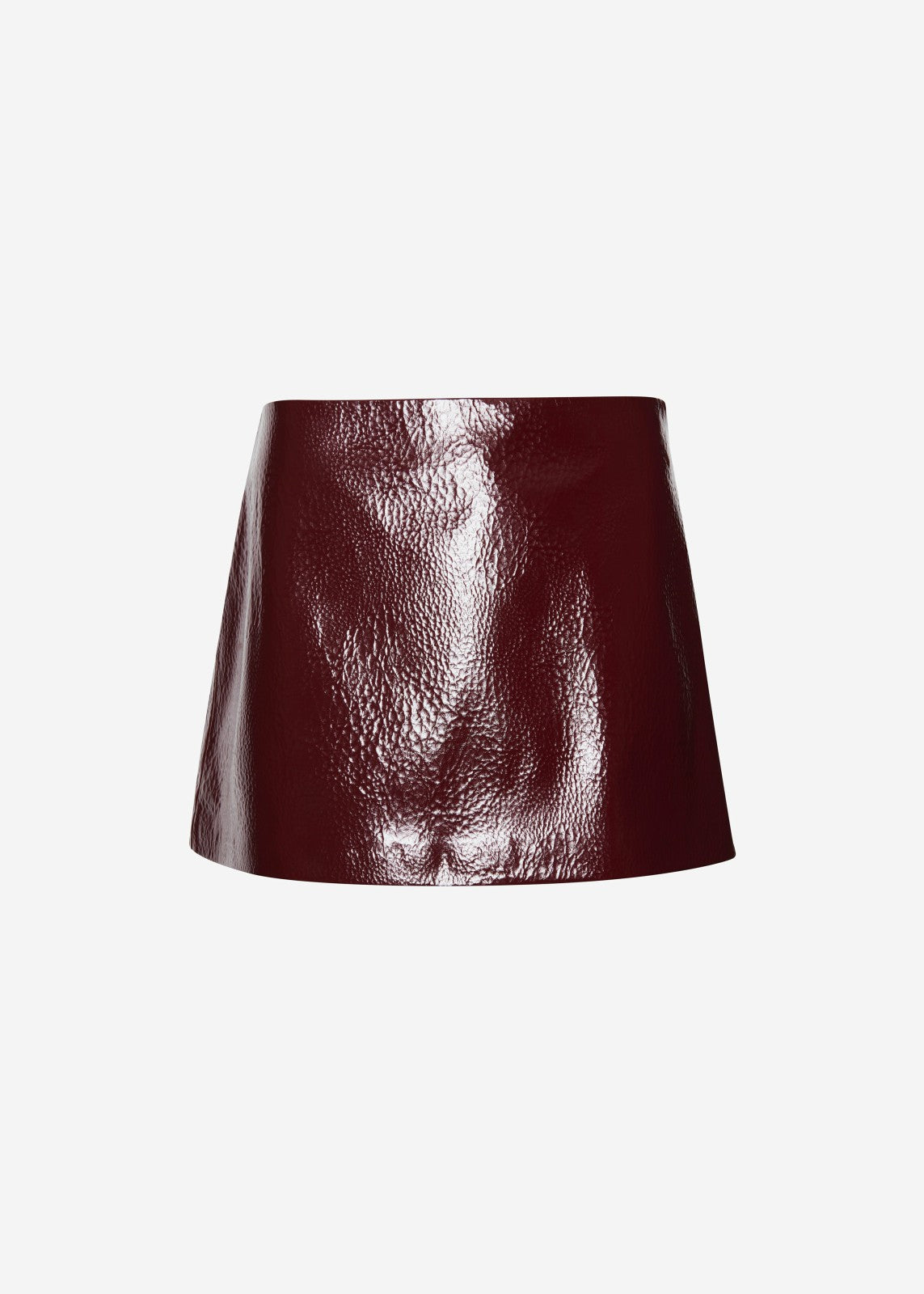 Mary Crackled Faux Leather Mini Skirt Burgundy - Women