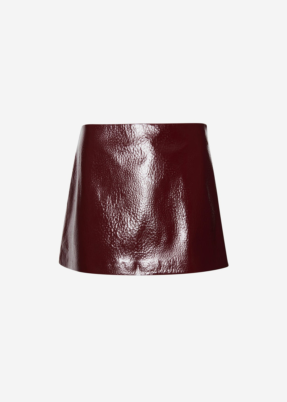 Mary Crackled Faux Leather Mini Skirt Burgundy - Women
