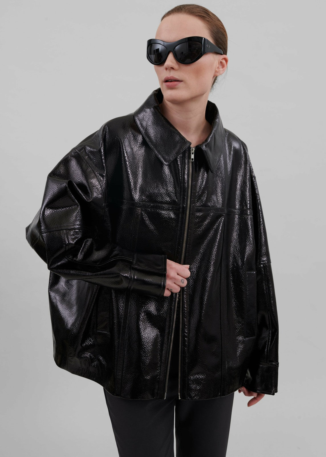 Arbor Crackled Faux Leather Jacket Black - Women