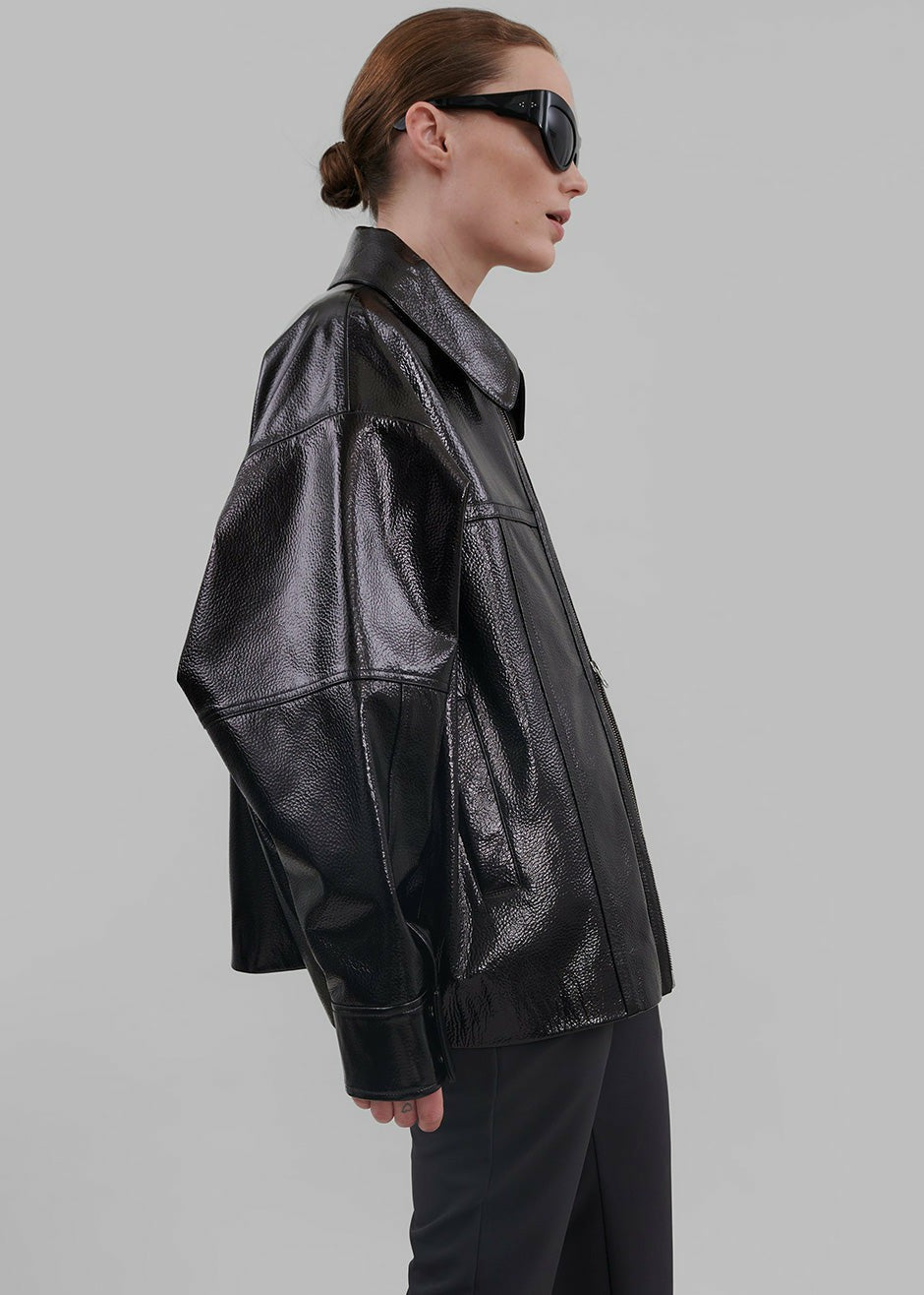 Arbor Crackled Faux Leather Jacket Black - Women