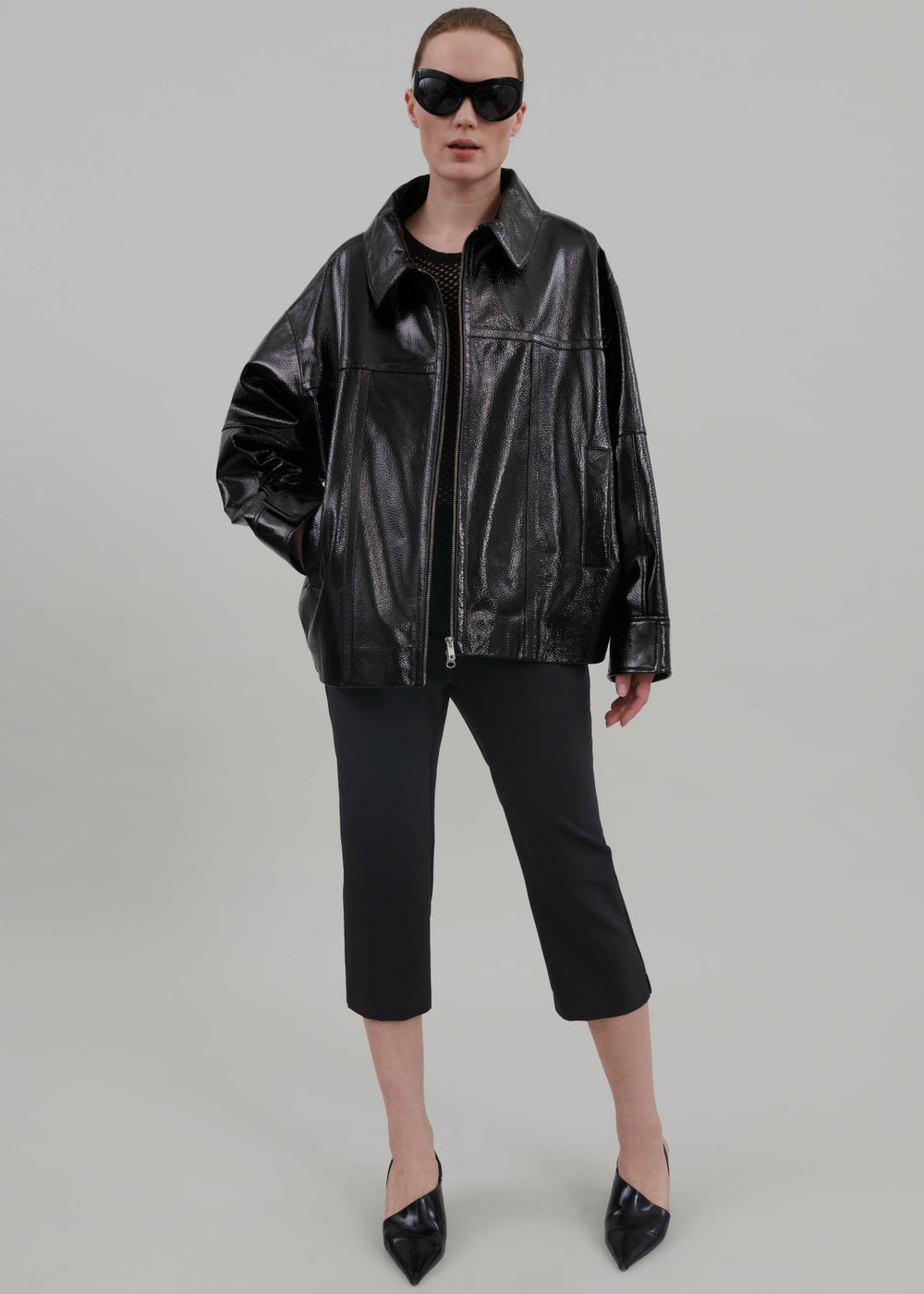Arbor Crackled Faux Leather Jacket Black - Women