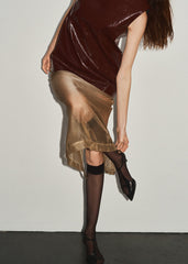 Amaris Crackled Faux Leather Tank Top Burgundy - Women