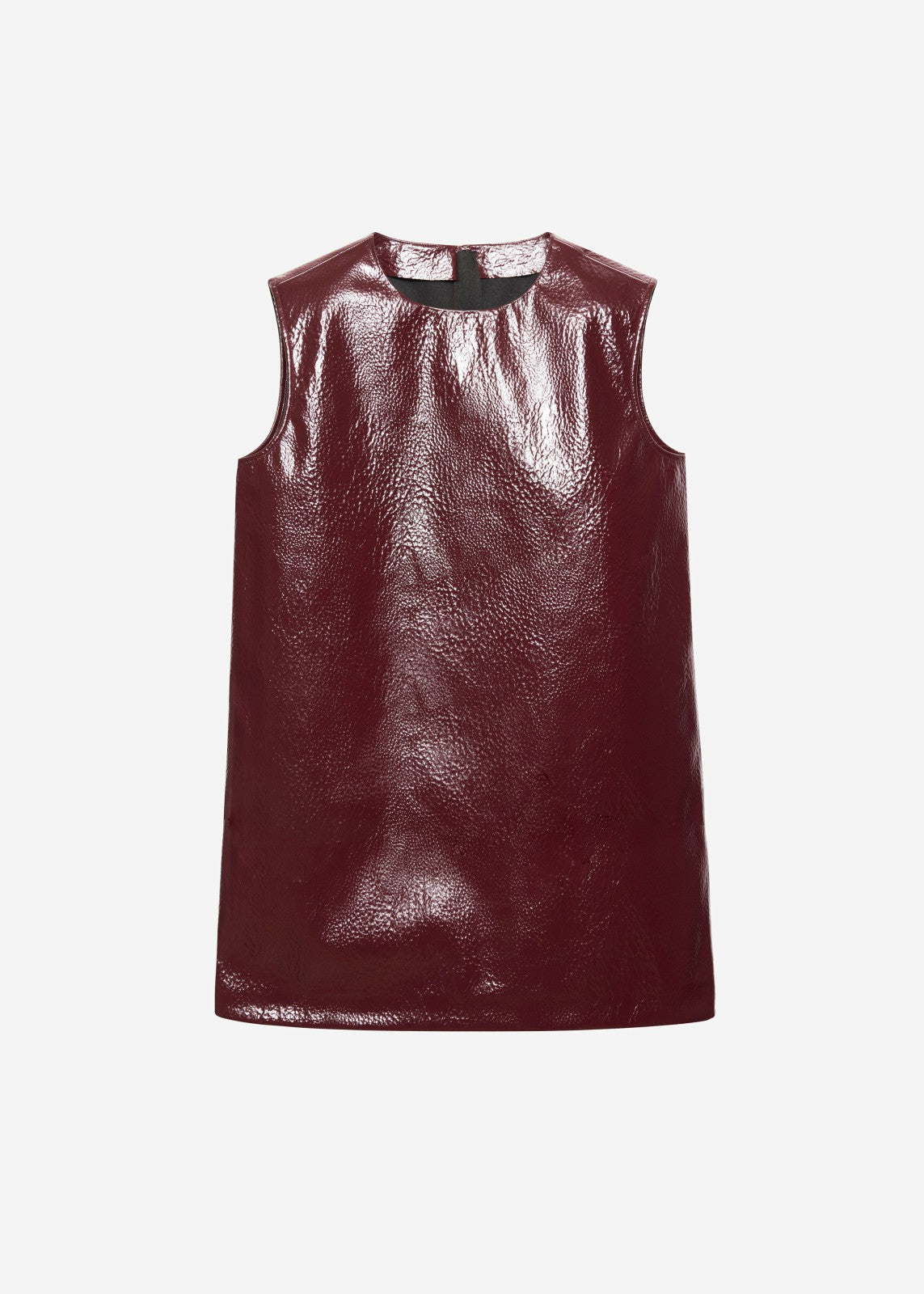 Amaris Crackled Faux Leather Tank Top Burgundy - Women