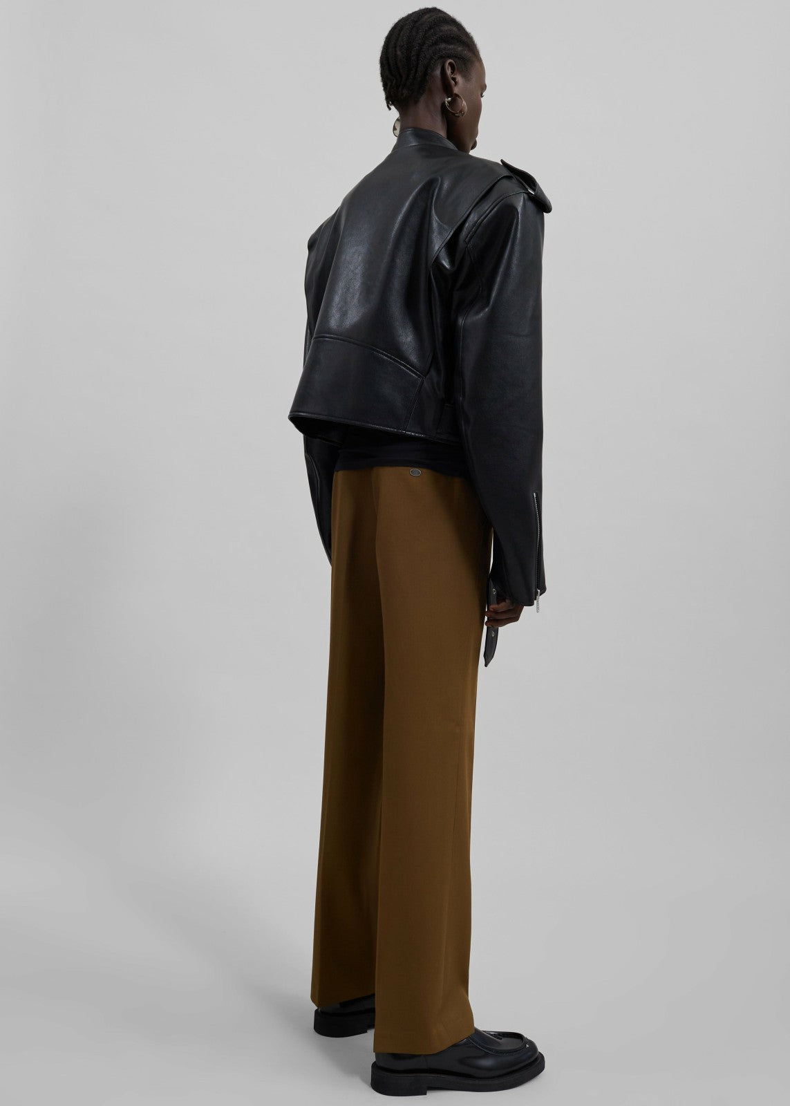 Teagan Boxy Faux Leather Jacket Black - Women