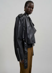 Teagan Boxy Faux Leather Jacket Black - Women