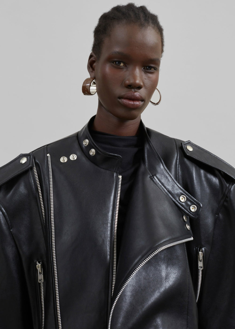 Teagan Boxy Faux Leather Jacket Black - Women