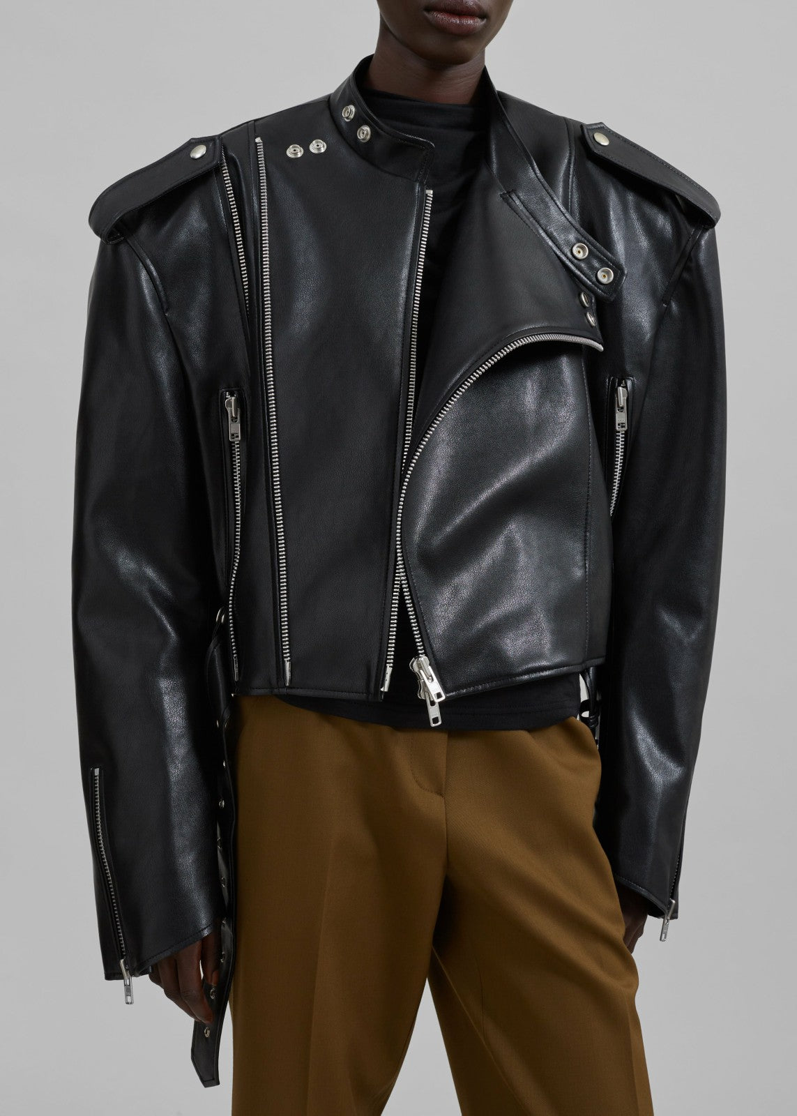 Teagan Boxy Faux Leather Jacket Black - Women