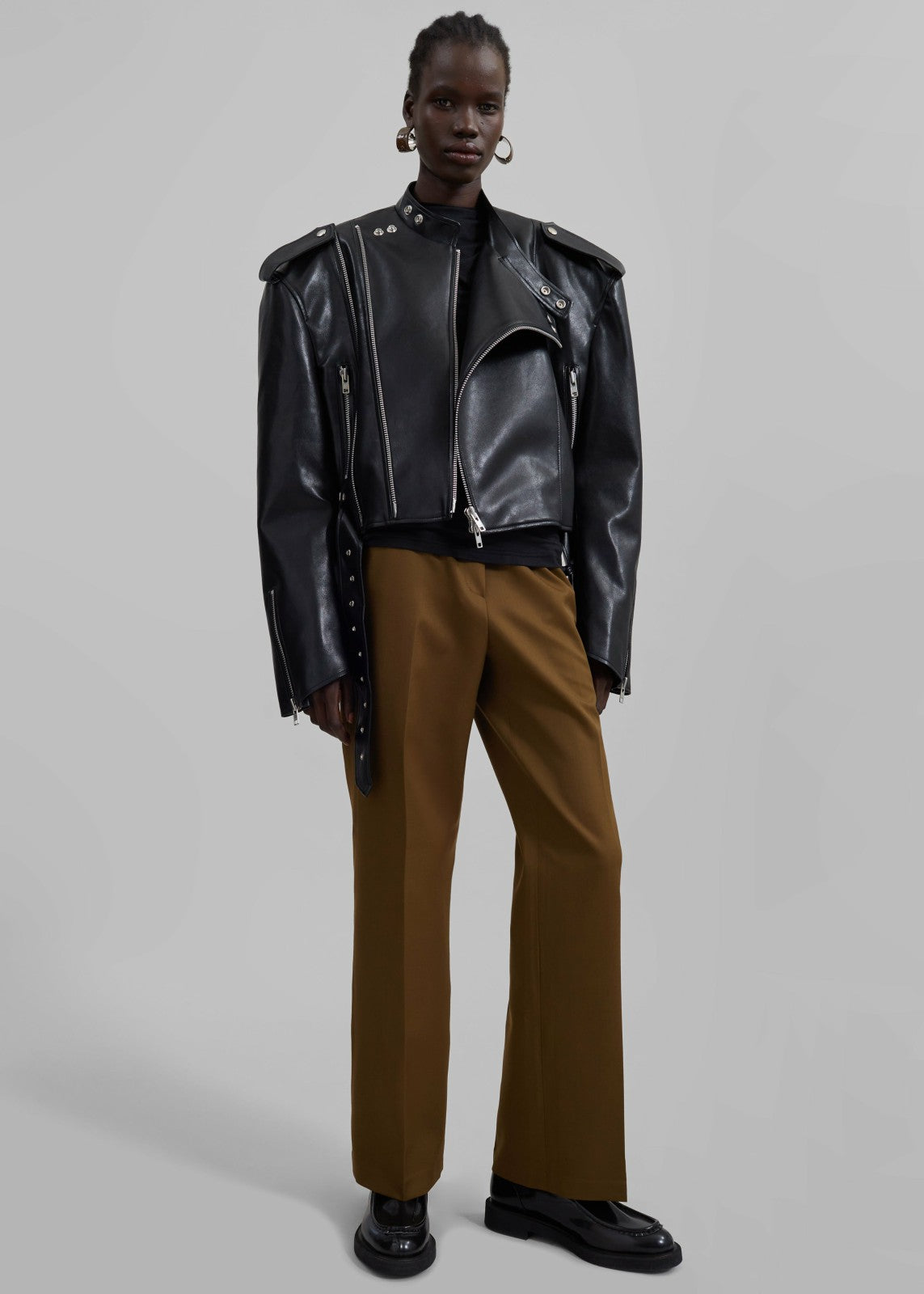 Teagan Boxy Faux Leather Jacket Black - Women