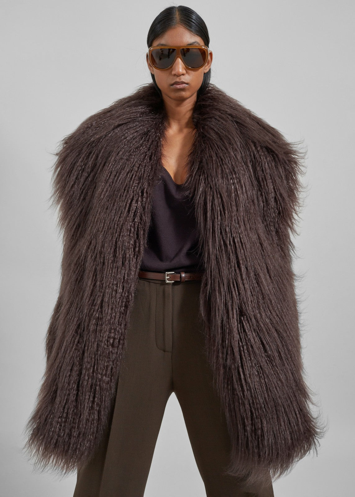 Miley Faux Fur Jacket Brown - Women