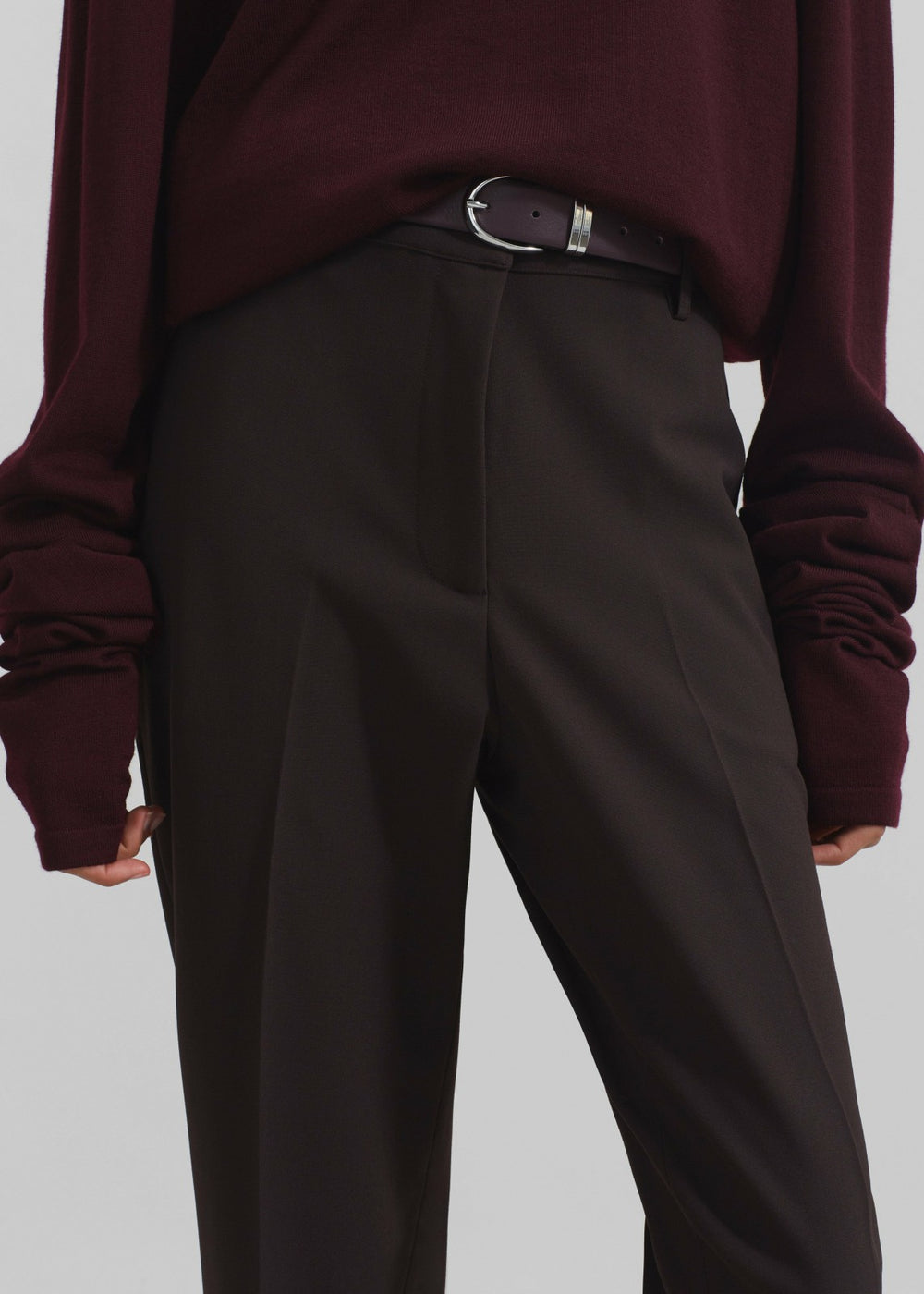 Ora Leather Belt Plum/Silver - Women