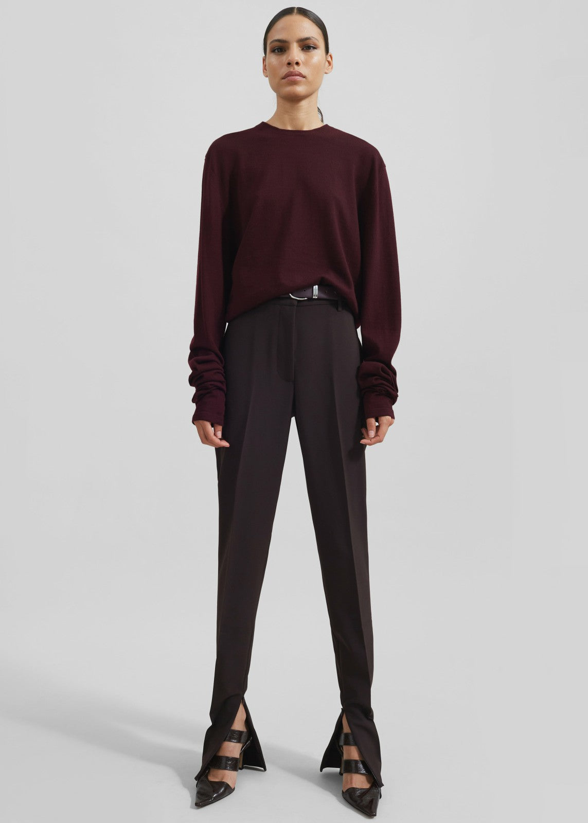 Ora Leather Belt Plum/Silver - Women