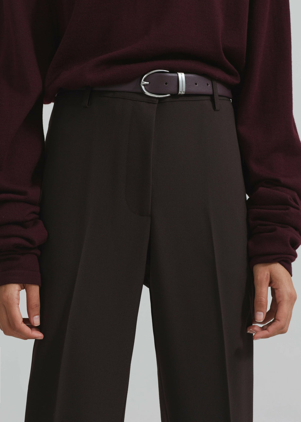 Ora Leather Belt Plum/Silver - Women