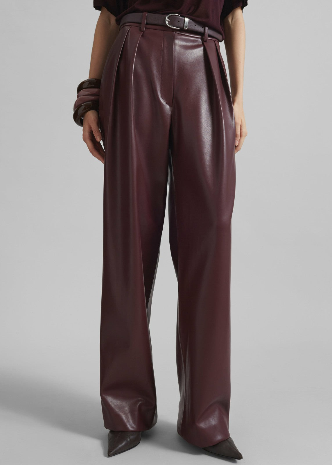 Ora Leather Belt Plum/Silver - Women