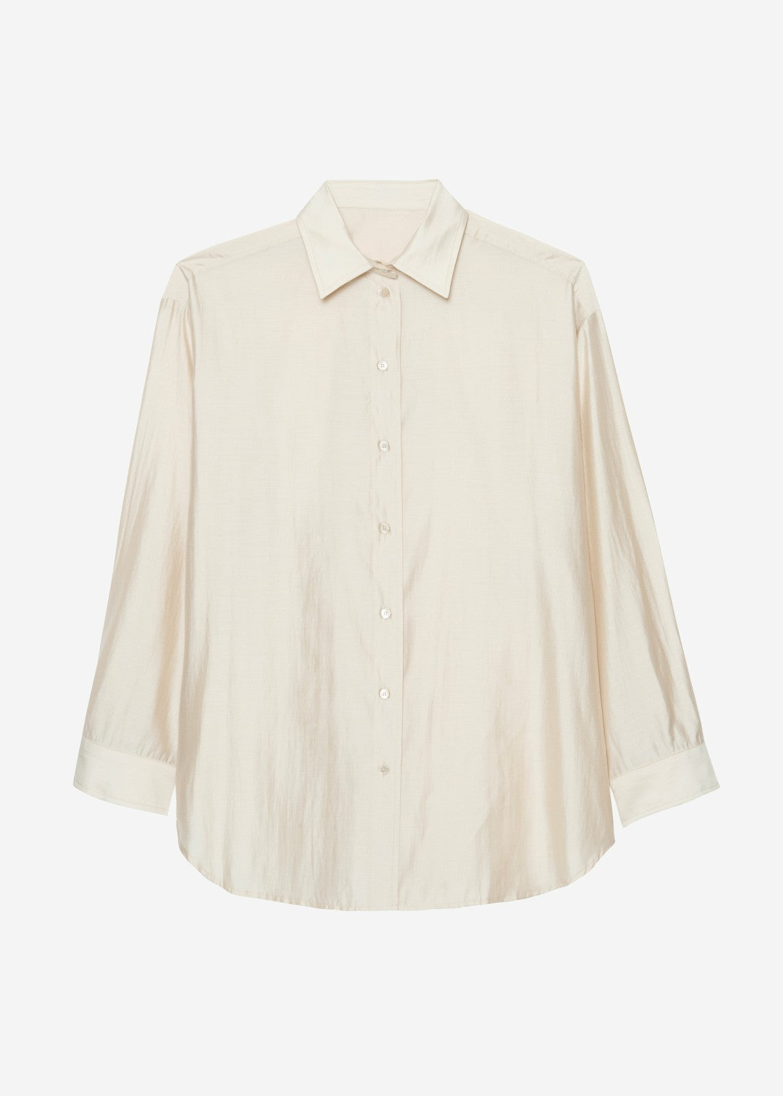 Ola Semi Sheer Button Up Shirt Ivory - Women