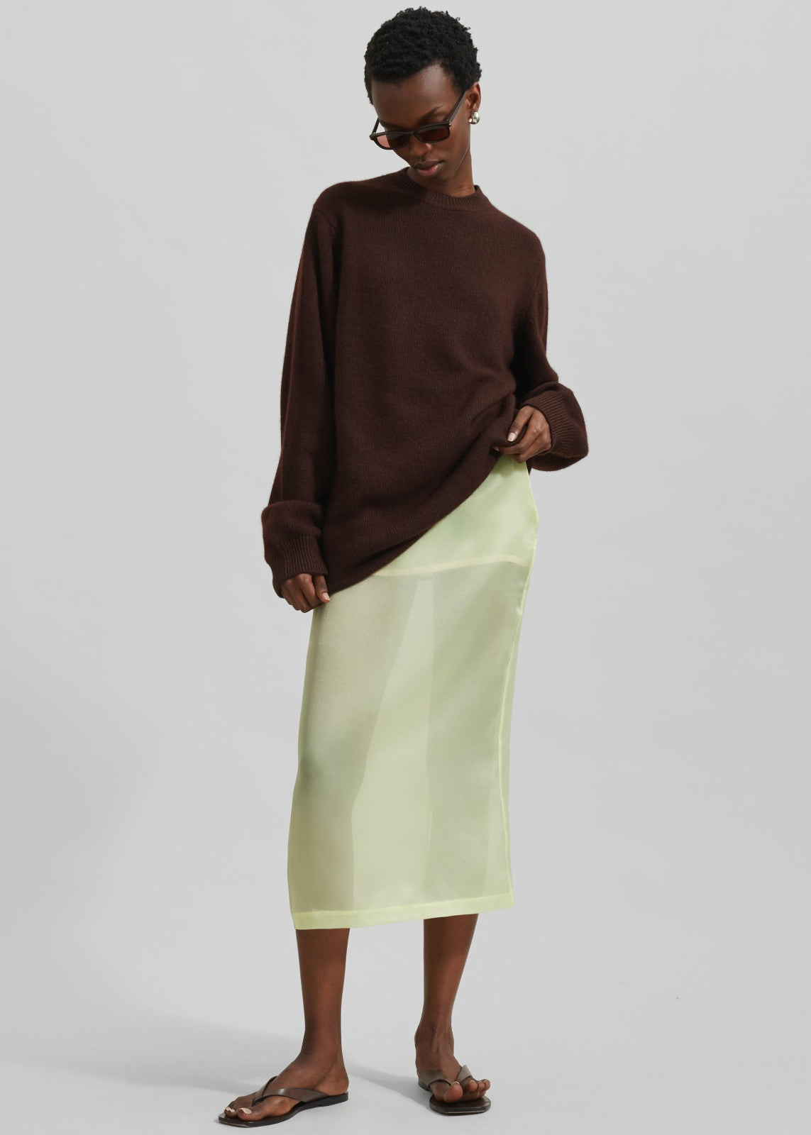 Renna Organza Midi Skirt Yellow - Women
