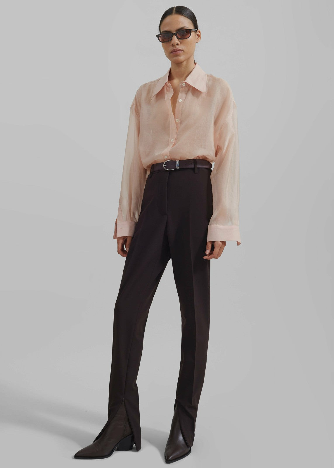 Nel Sheer Button Up Shirt Pink - Women