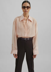 Nel Sheer Button Up Shirt Pink - Women