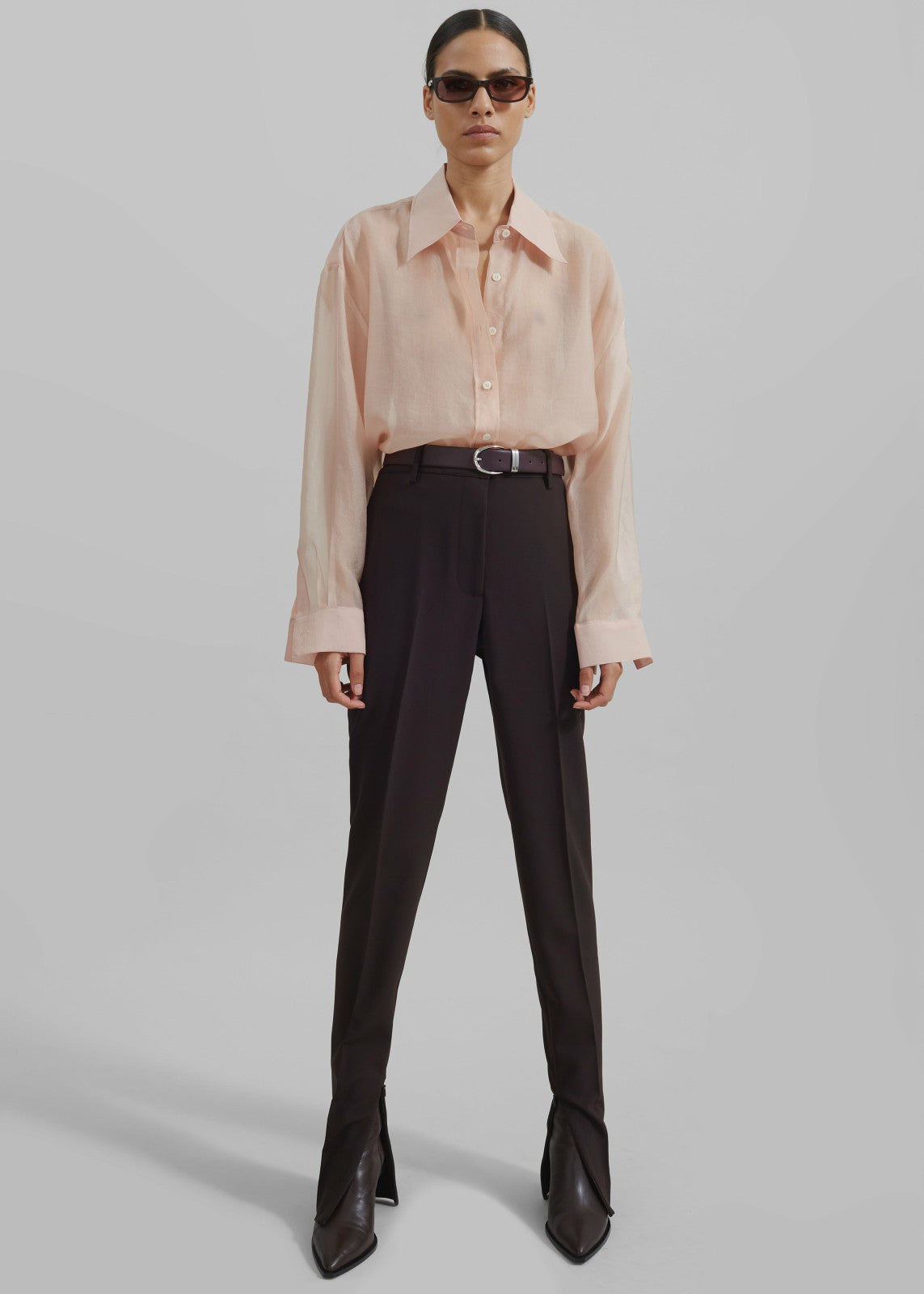 Nel Sheer Button Up Shirt Pink - Women