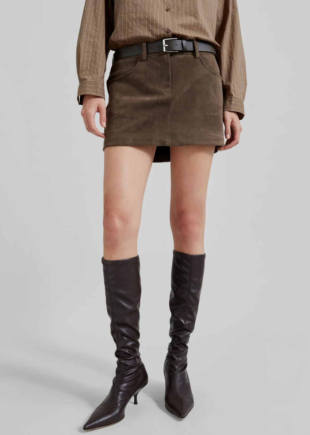 Peoria Faux Suede Mini Skirt Brown - Women