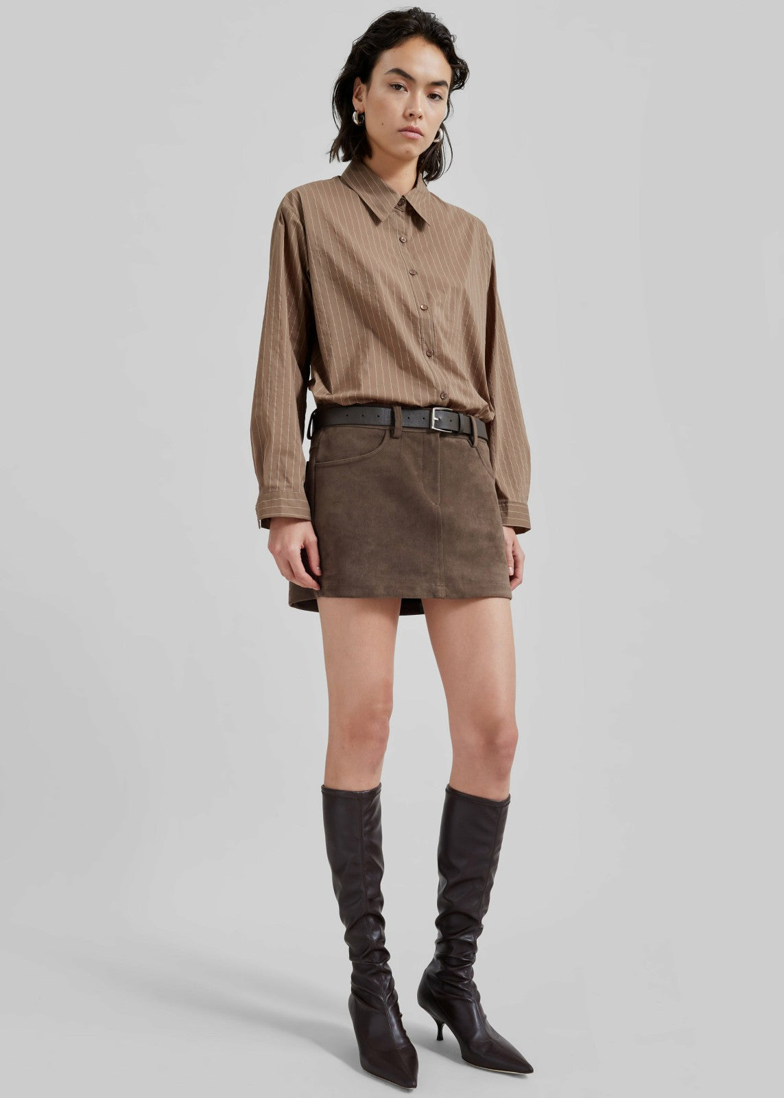 Peoria Faux Suede Mini Skirt Brown - Women