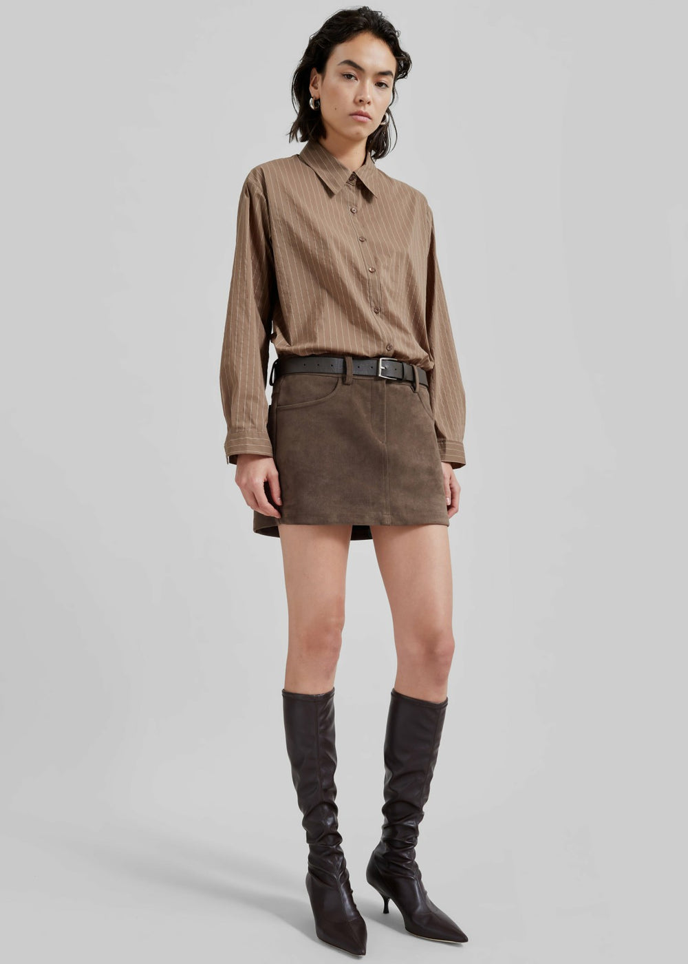 Peoria Faux Suede Mini Skirt Brown - Women