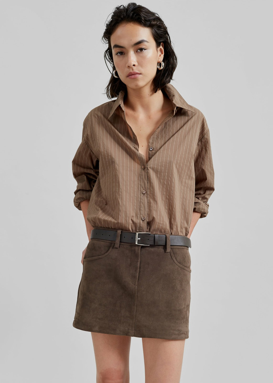 Peoria Faux Suede Mini Skirt Brown - Women