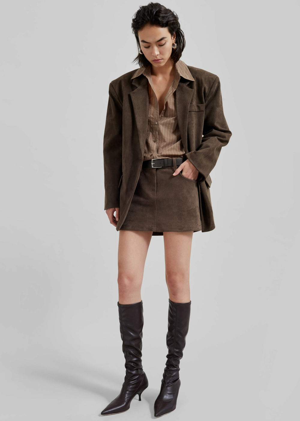 Peoria Faux Suede Mini Skirt Brown - Women