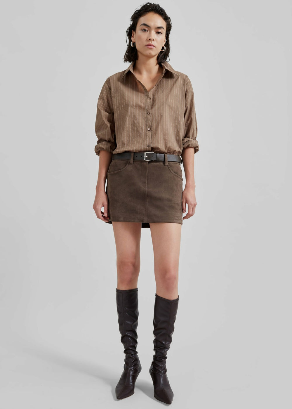 Peoria Faux Suede Mini Skirt Brown - Women