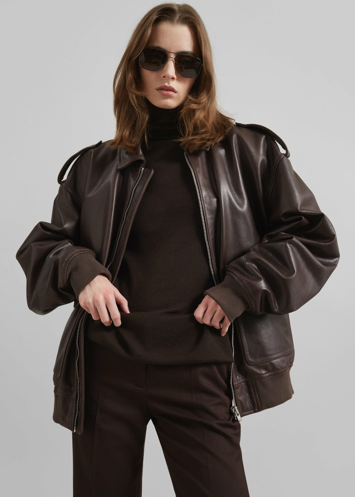 Viper Leather Jacket Brown - Women