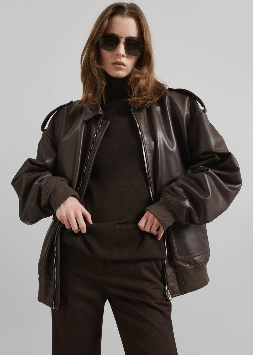 Viper Leather Jacket Brown - Women