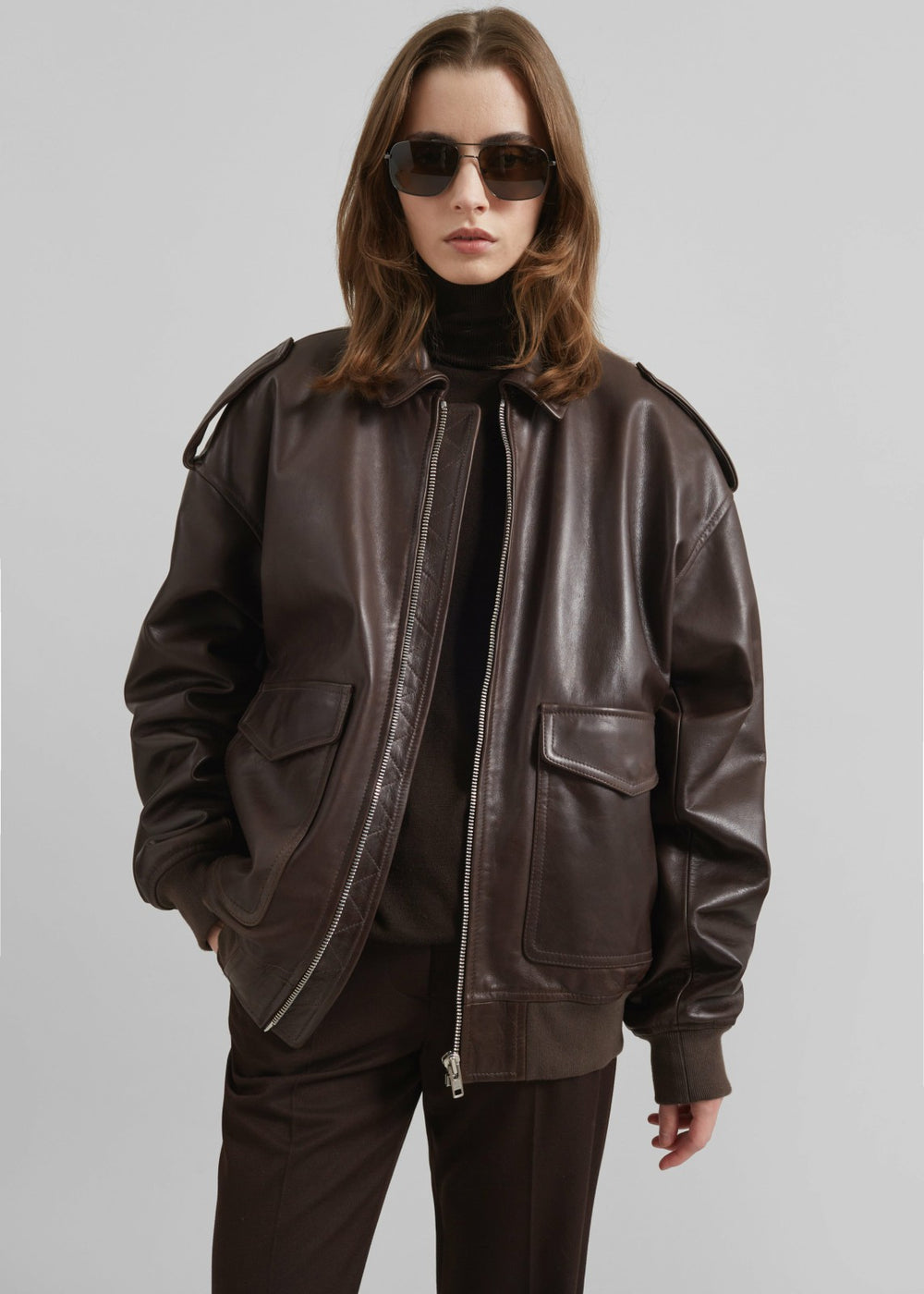 Viper Leather Jacket Brown - Women