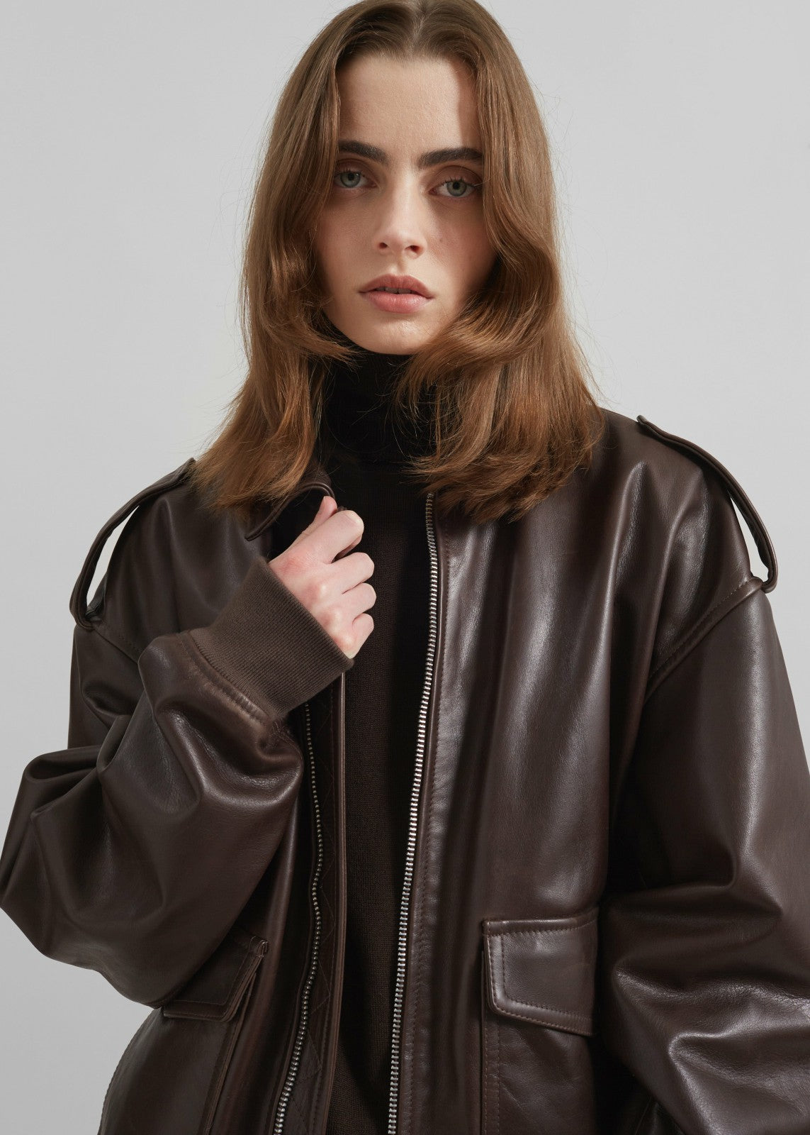 Viper Leather Jacket Brown - Women