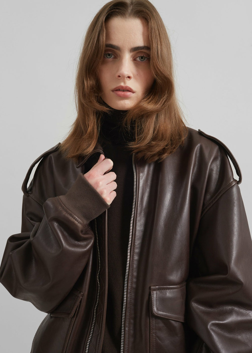 Viper Leather Jacket Brown - Women