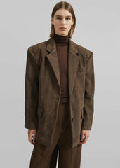 Peoria Faux Suede Blazer Brown - Women