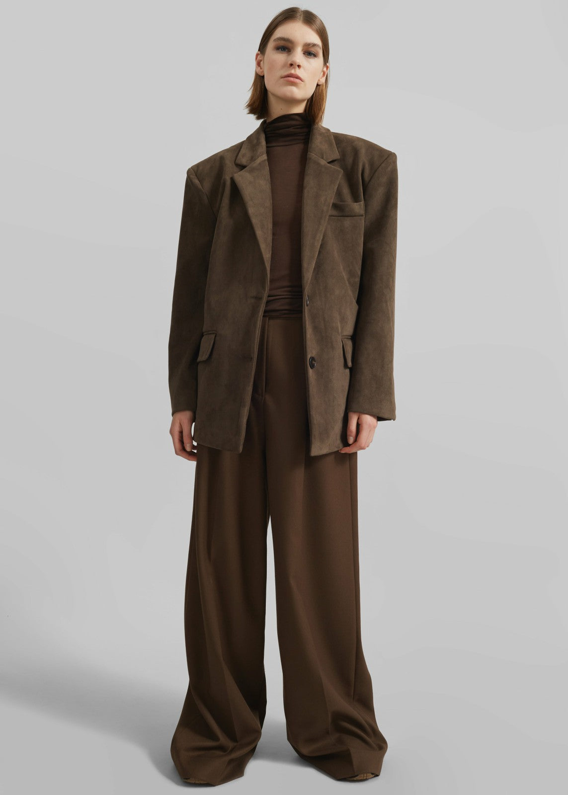 Peoria Faux Suede Blazer Brown - Women
