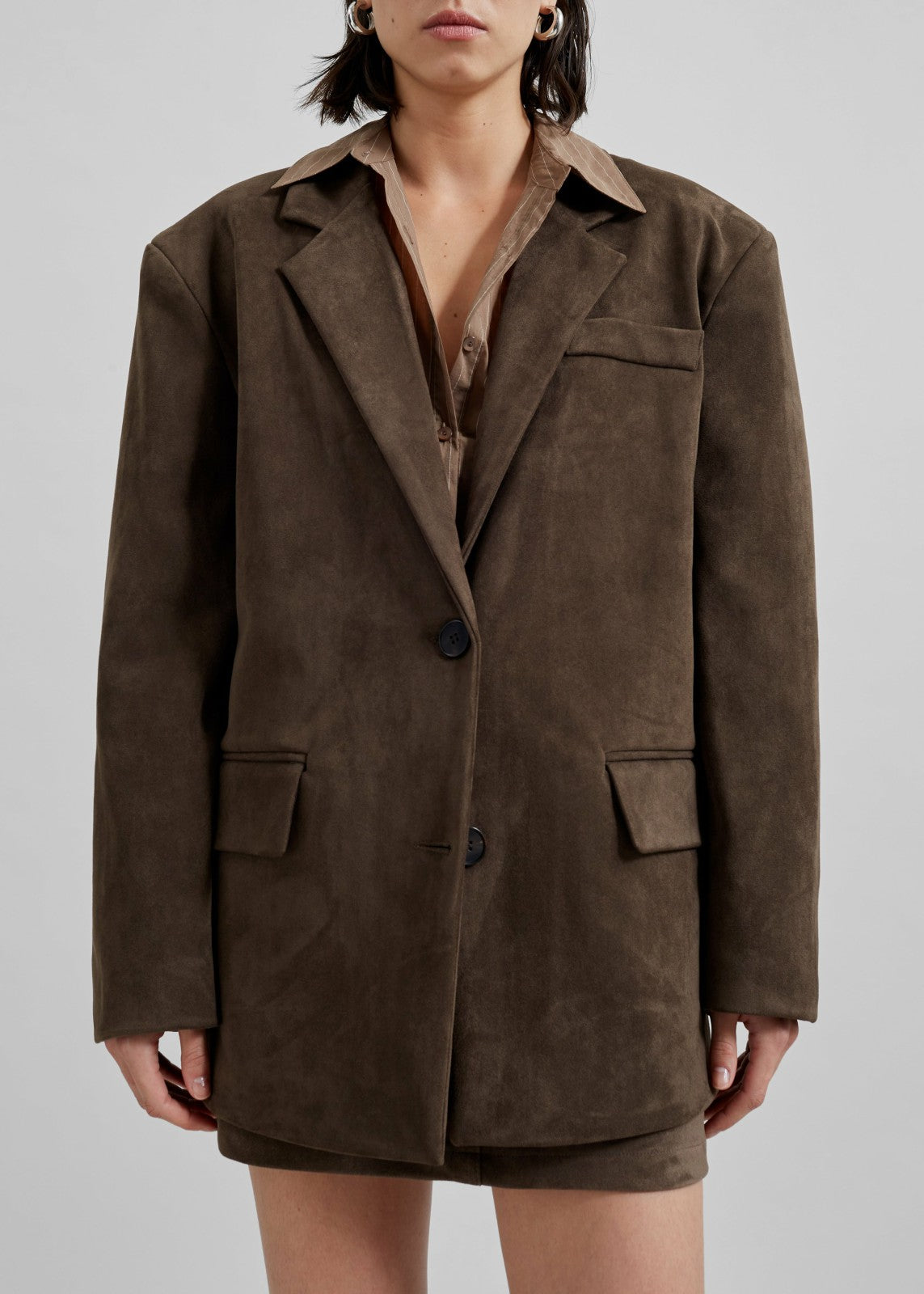 Peoria Faux Suede Blazer Brown - Women