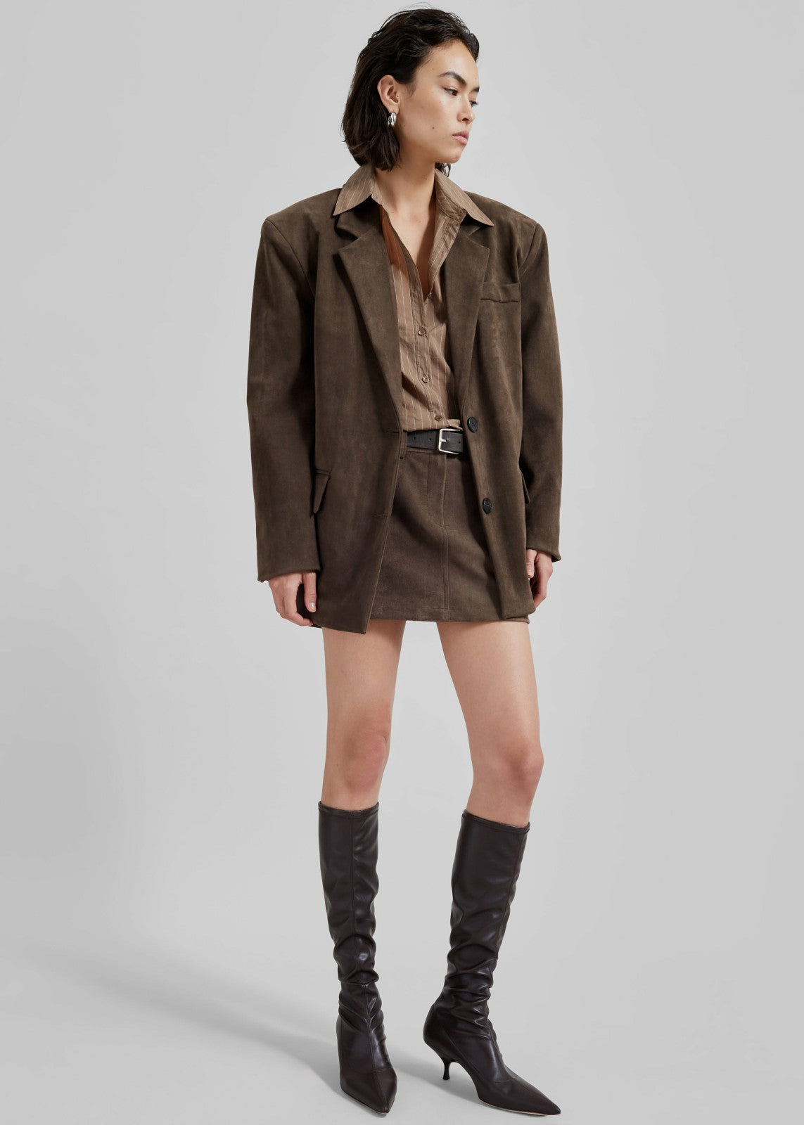 Peoria Faux Suede Blazer Brown - Women