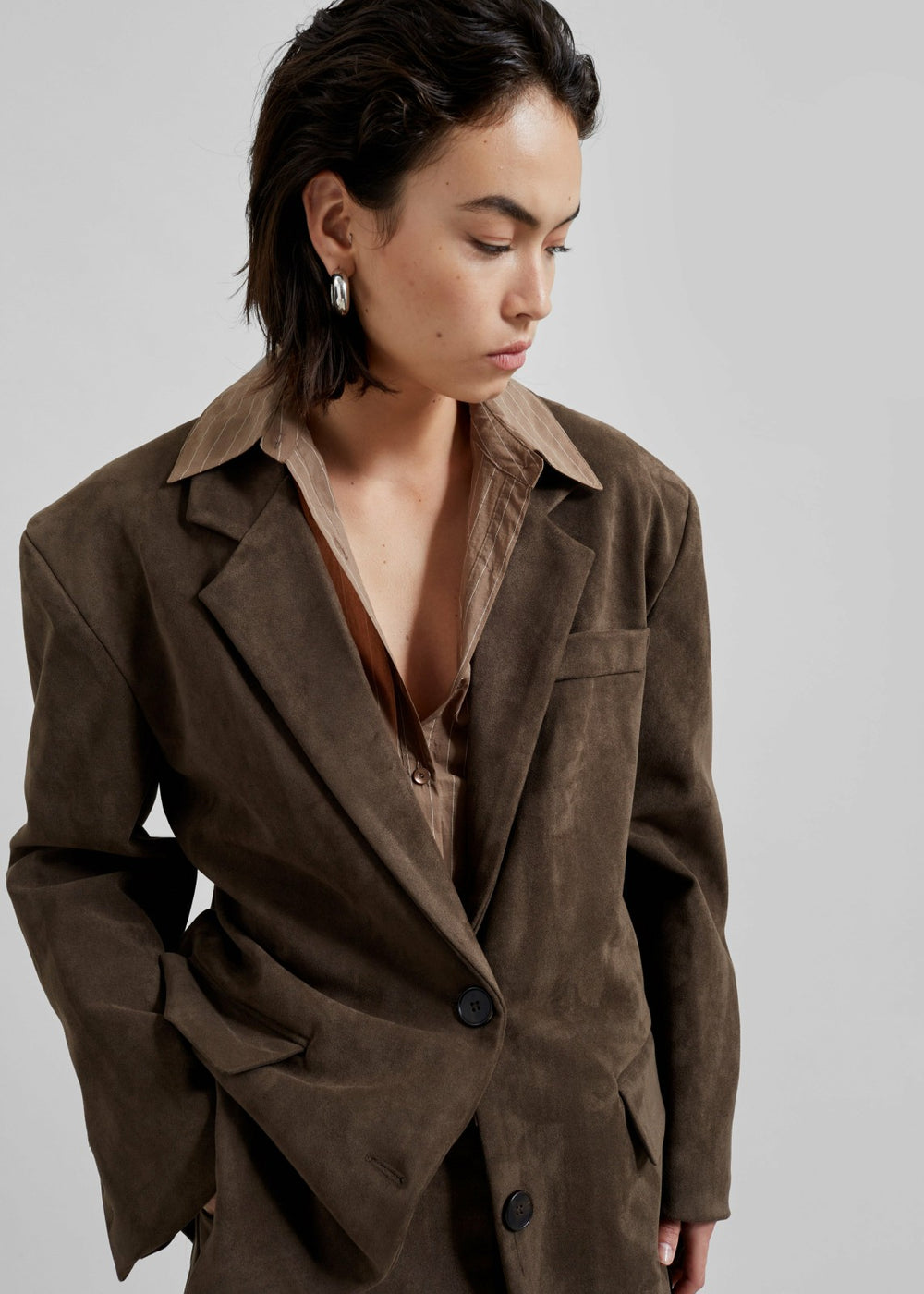 Peoria Faux Suede Blazer Brown - Women
