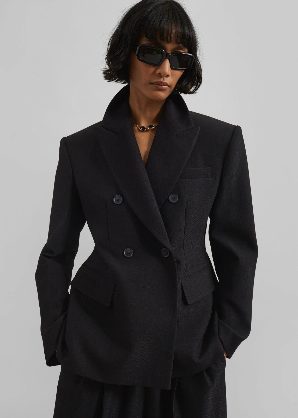 Dina Double Breasted Blazer Black - Women