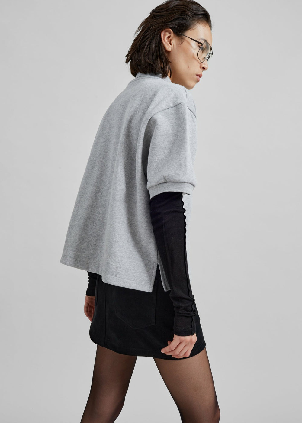 Arda Crop Polo Grey - Women