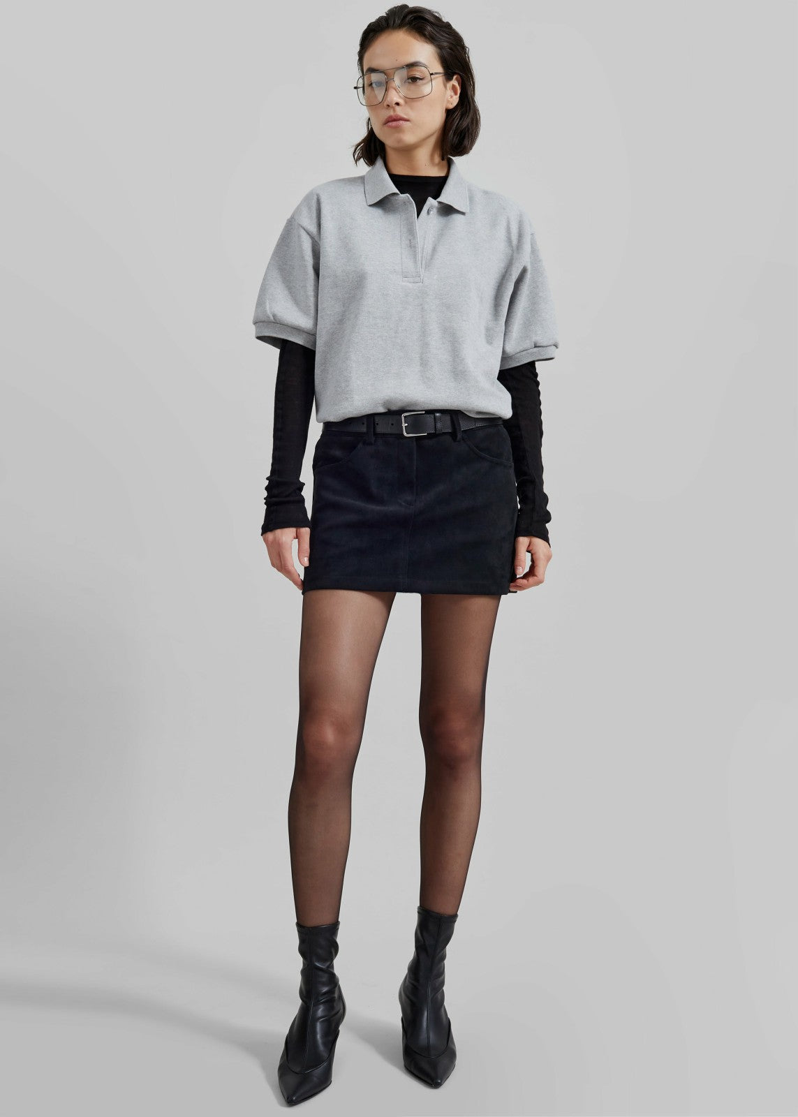 Arda Crop Polo Grey - Women