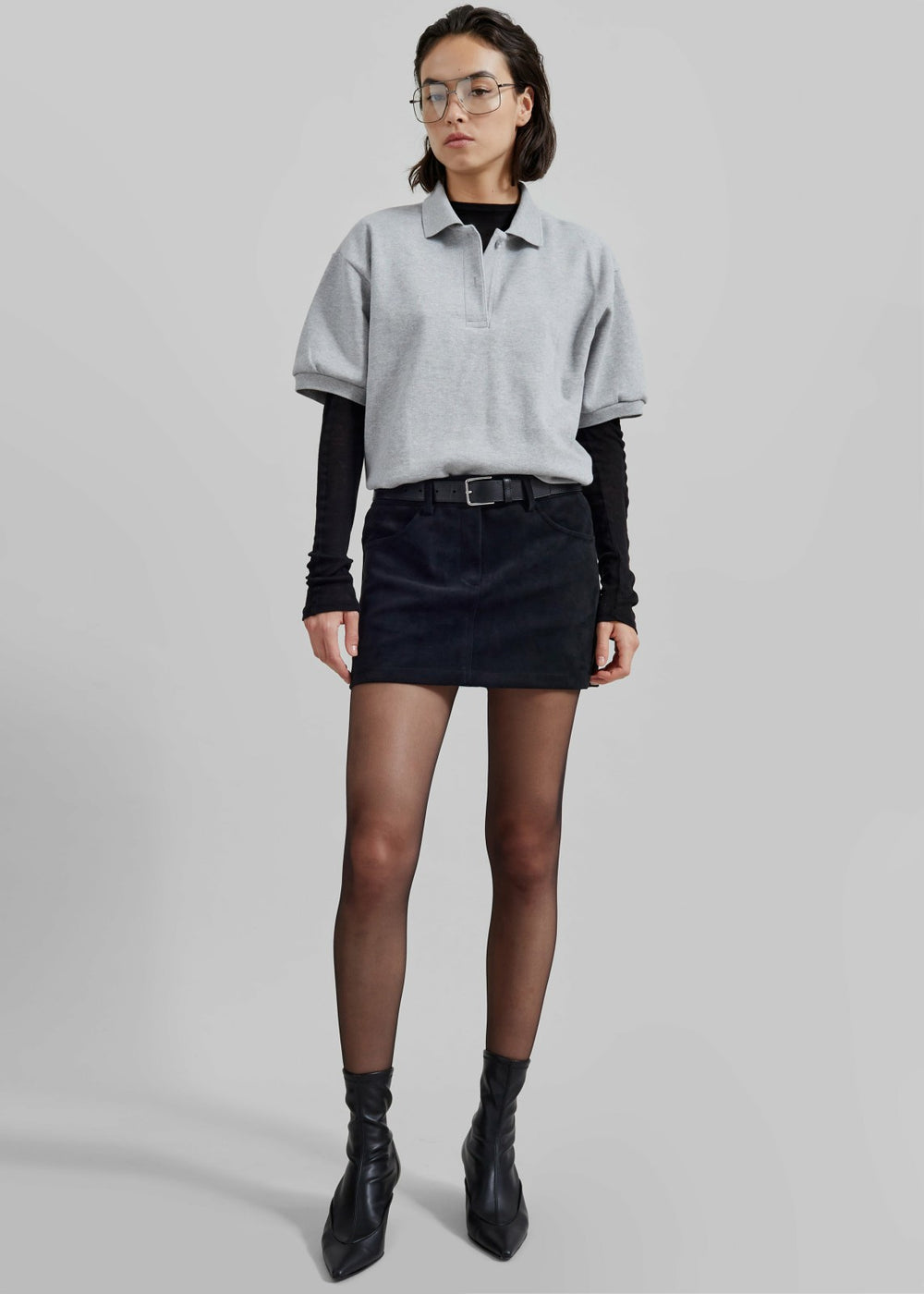 Arda Crop Polo Grey - Women