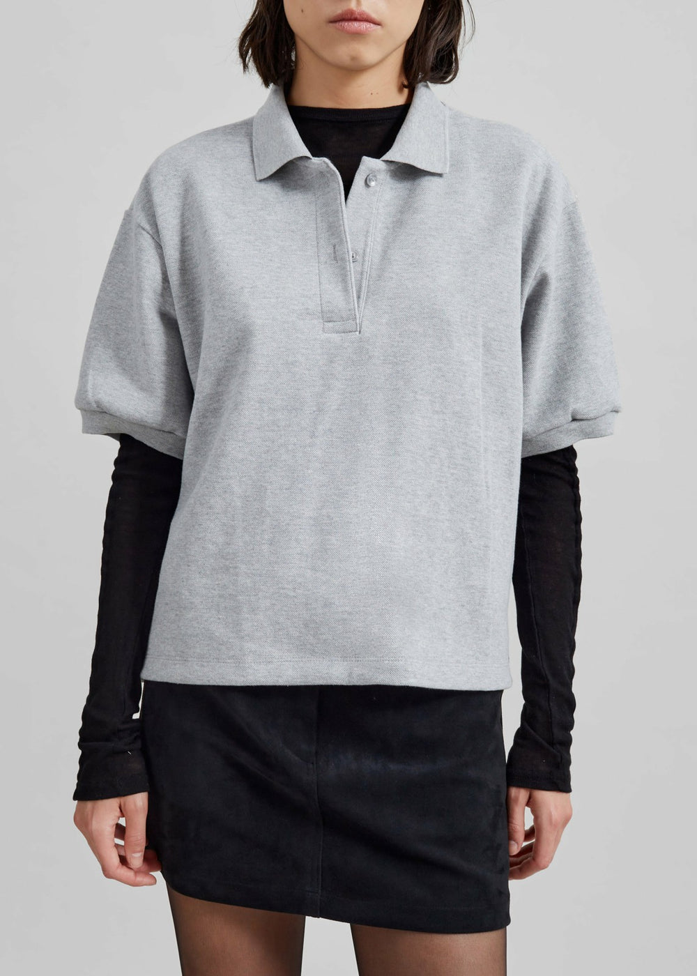 Arda Crop Polo Grey - Women