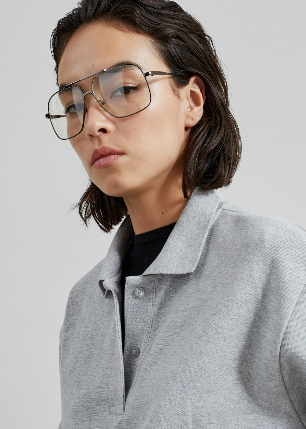 Arda Crop Polo Grey - Women