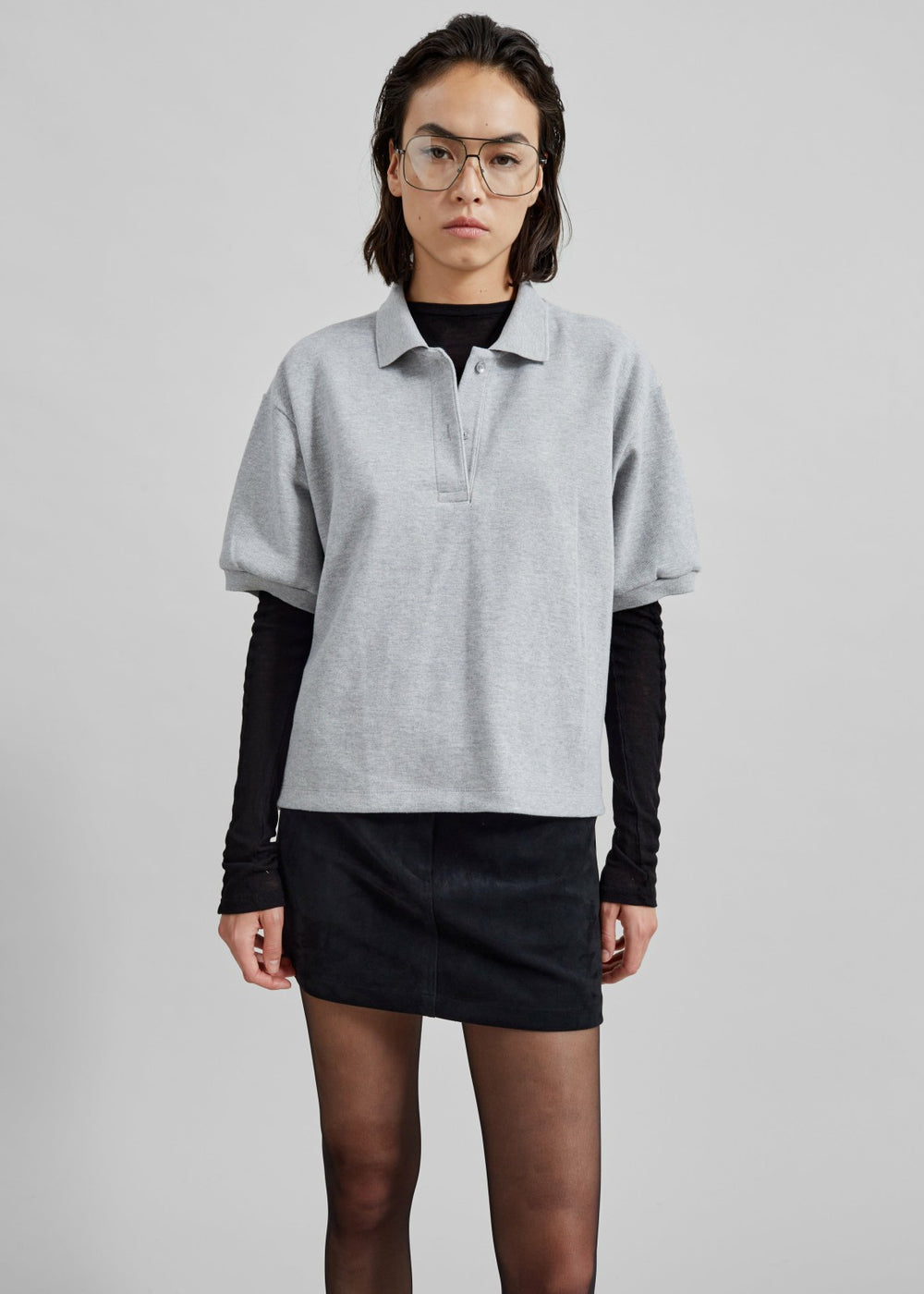 Arda Crop Polo Grey - Women